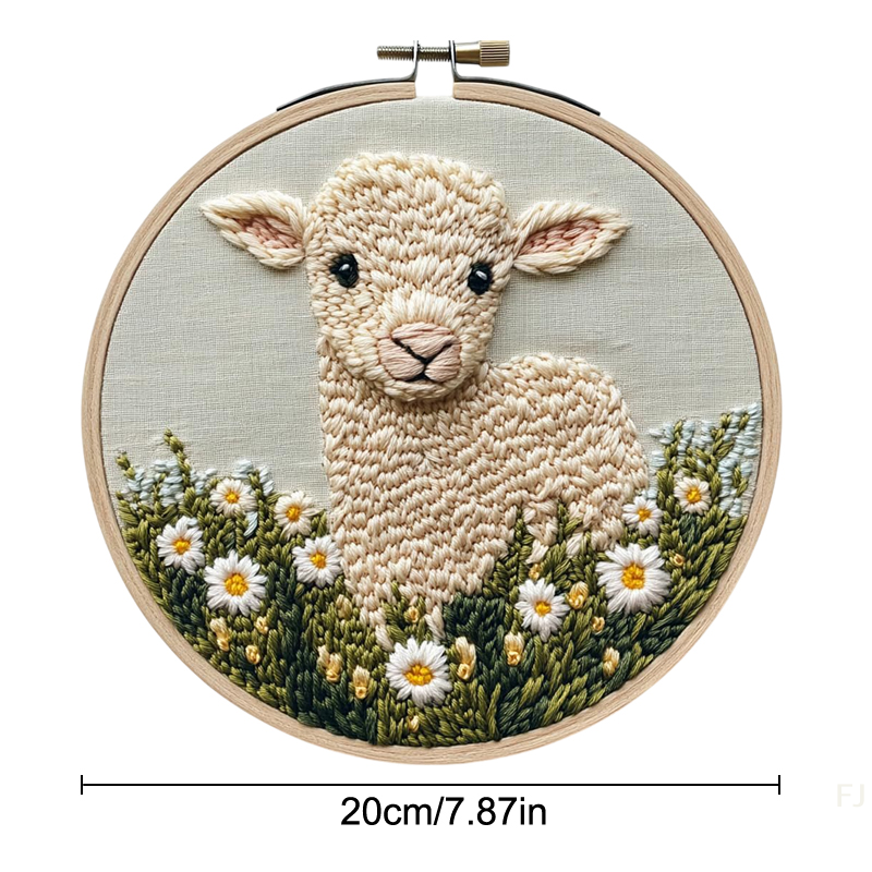 [yu]broderisett for nybegynnere med ku-tusenfryd-blomst, broderihullsnålsett, håndlaget hobbysett, inkluderer broderiringduk