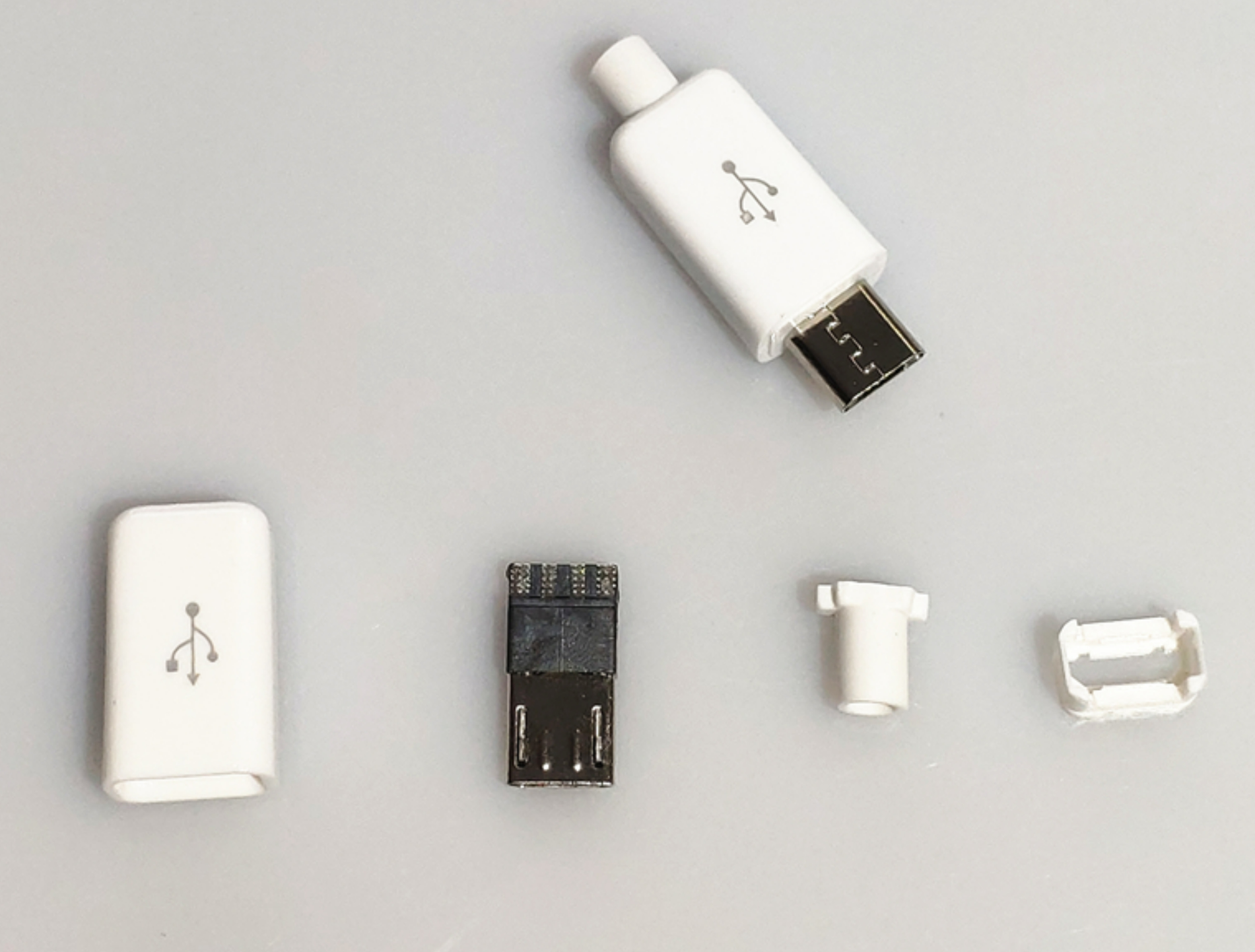 10 juegos de conectores macho Micro USB de 4 pines y 5 pines, enchufe negro y blanco, interfaz de línea OTG de datos, accesorios de cable de datos DIY: Blanco