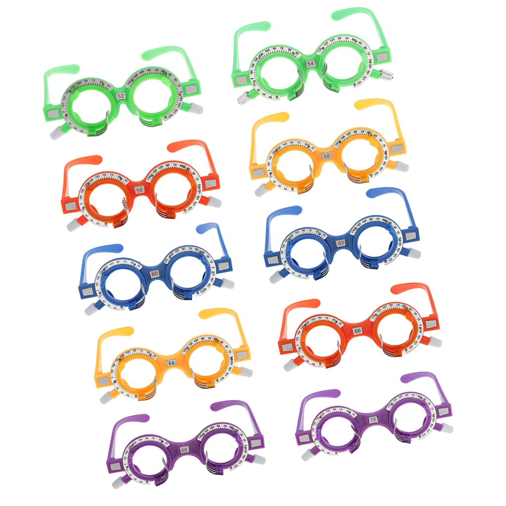 10 teile/schachtel Kunststoff Bunte Optische Prüfung Objektiv Rahmen Brillen Optometrie Optiker Ausrügestochen 52mm-70mm