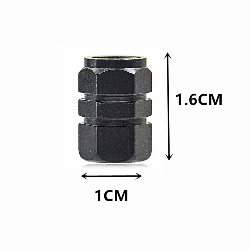 Bildæk ventilhætter aluminiumslegering bolt-in auto hjul dæk ventiler stilk luftkapper sort 4 stk universal