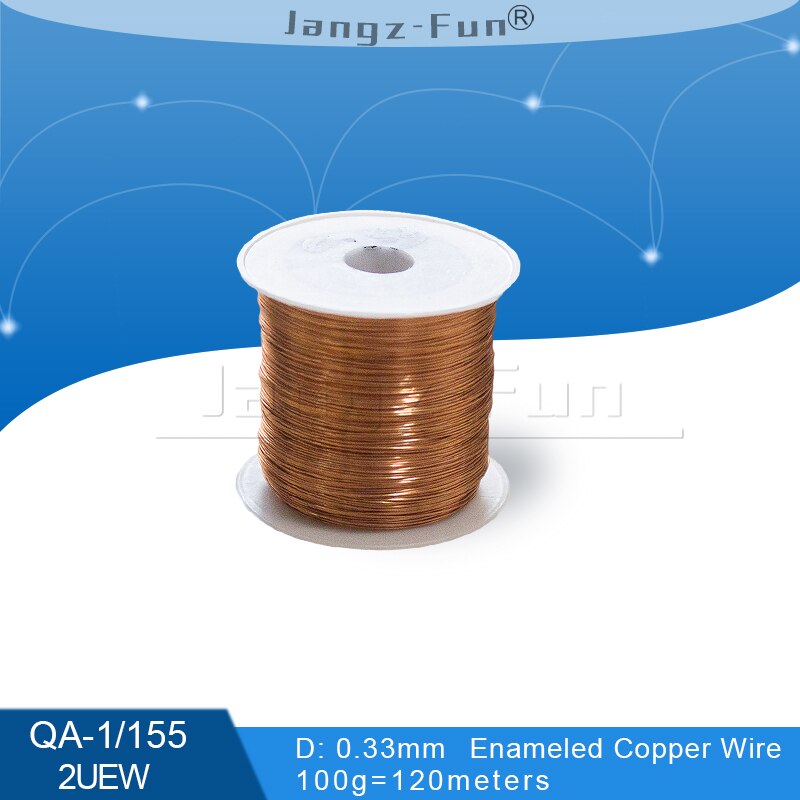 100g polyuretanemaljerad koppartråd lackerad diameter 0.1mm to 0.4mm qa -1/155 2 uew för transformatortrådbygel: 0.33mm 120 meter