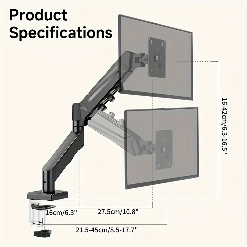 Single Monitor Arm For 13-32" Screen Adjustable Single Monitor Bracket Full Motion Swivel Desktop Monitor Stand for Home Office