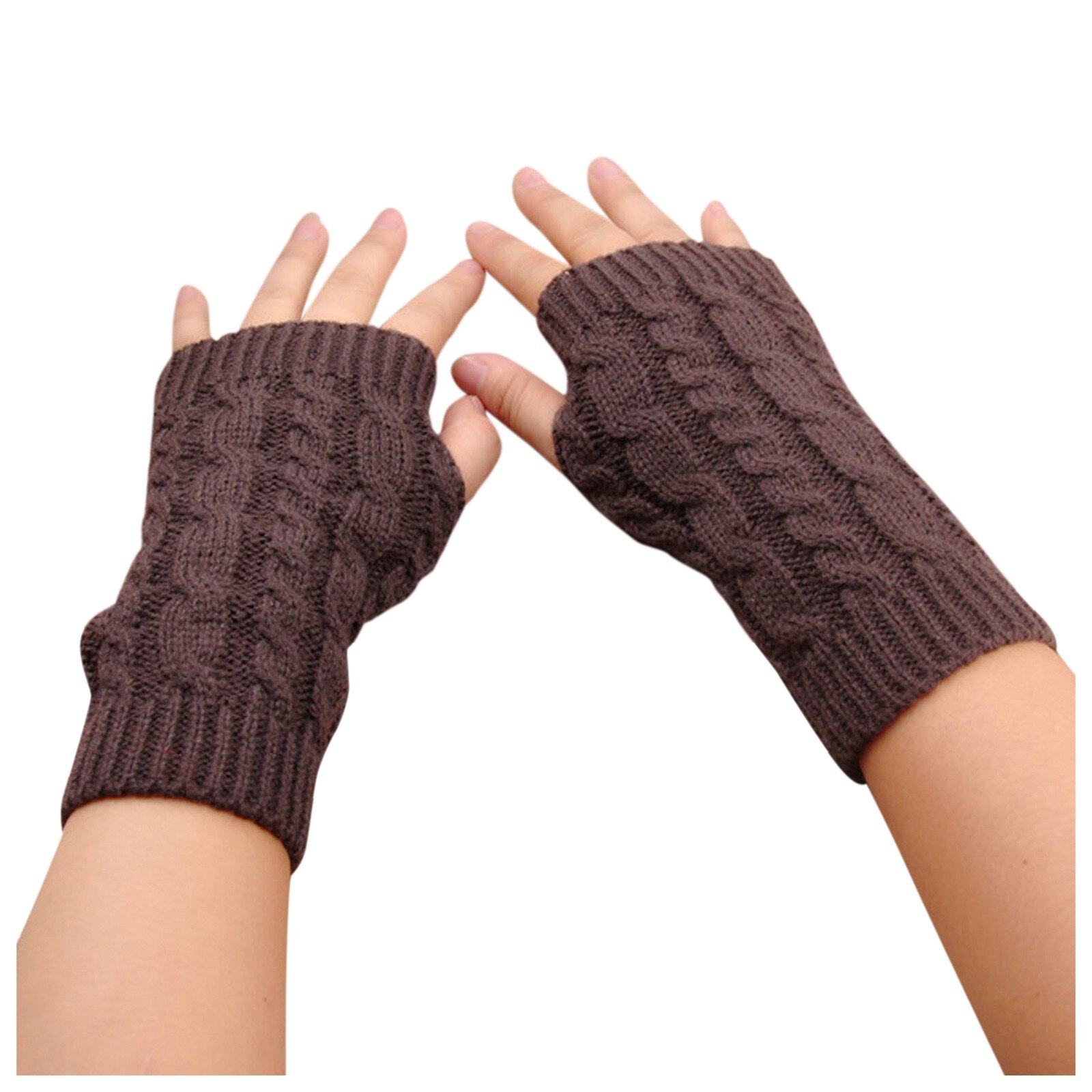 Women Winter Knitted Fingerless Wool Mitten Warm Solid Stretch Half Mitten Lady Knitting Short Cashmere Mittens For Mobile Phone