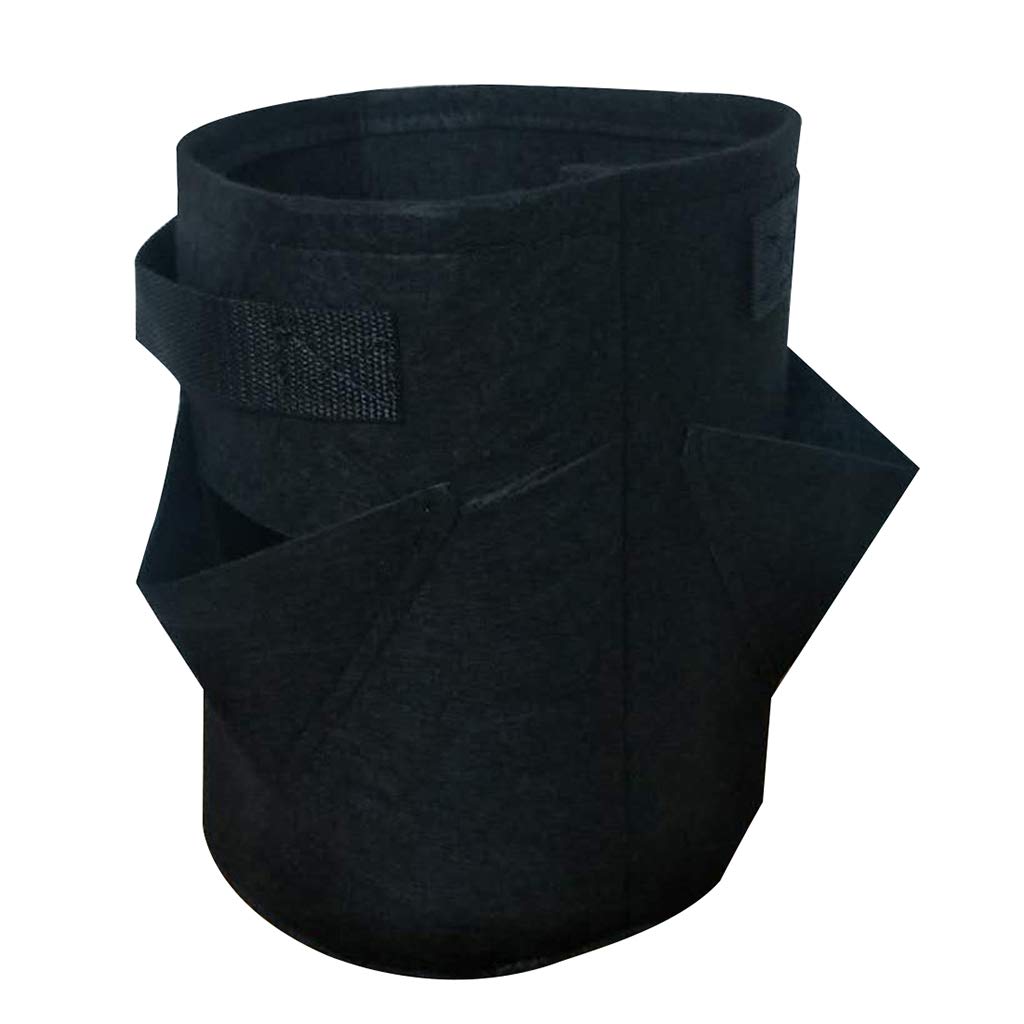 Garden Outdoor Planting Grow Bag Strawberry Vertical Flower Herb Pouch Root Breathable Vegetable Round Reusable Pot Planter: Black 8 Pockets