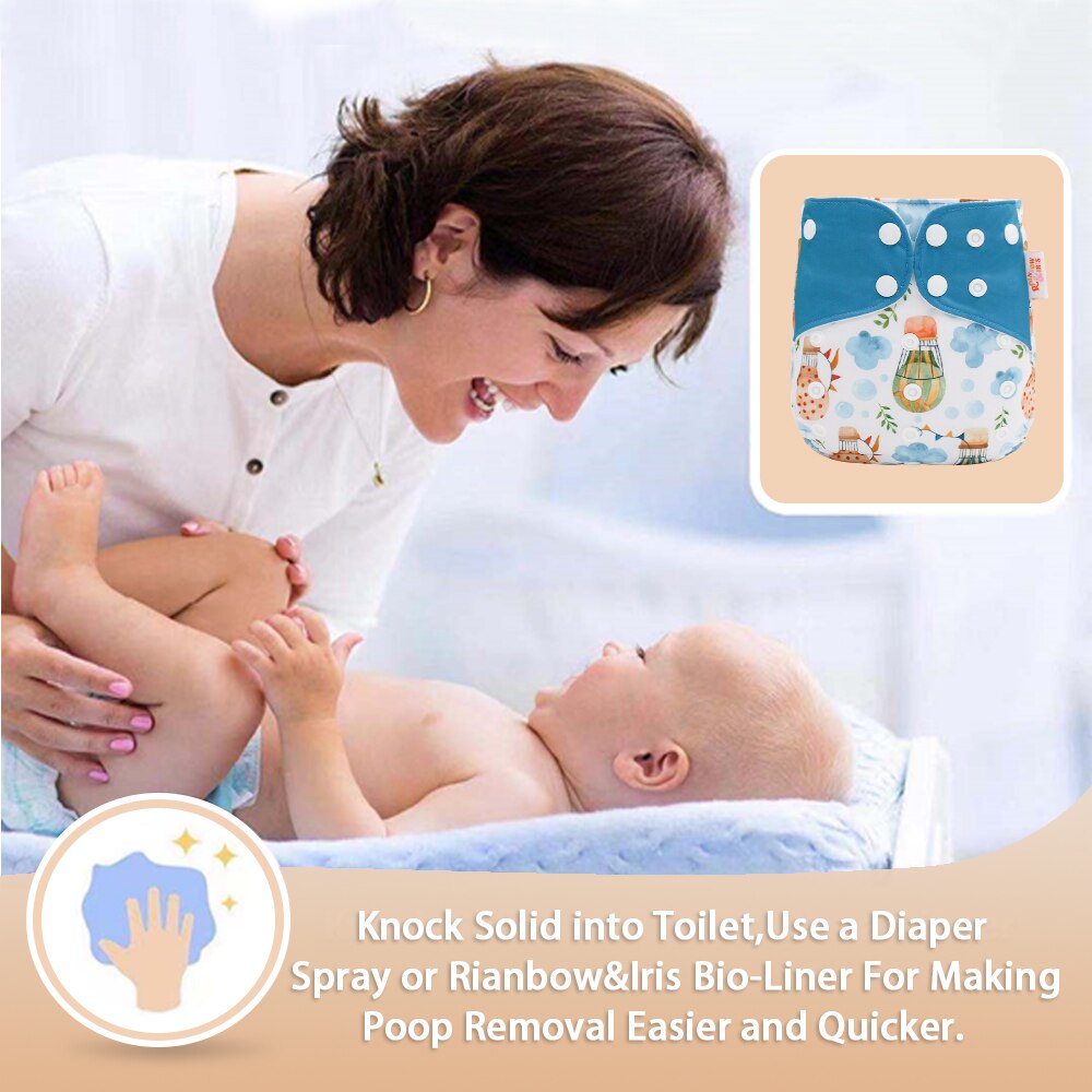 Rainbow &amp; Iris – couche en tissu , lavable et réutilisable, pour bébé de 3 à 15kg, 4 pièces/ensemble