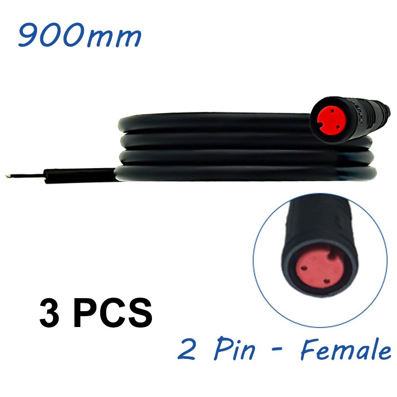 Julet wodoodporny kabel 2/3/4/5/6 Pin 900mm przewód konwersji elektryczny przedłużacz kabla Ebike do wyświetlacza Ebikes: 2Pin Female 3pcs