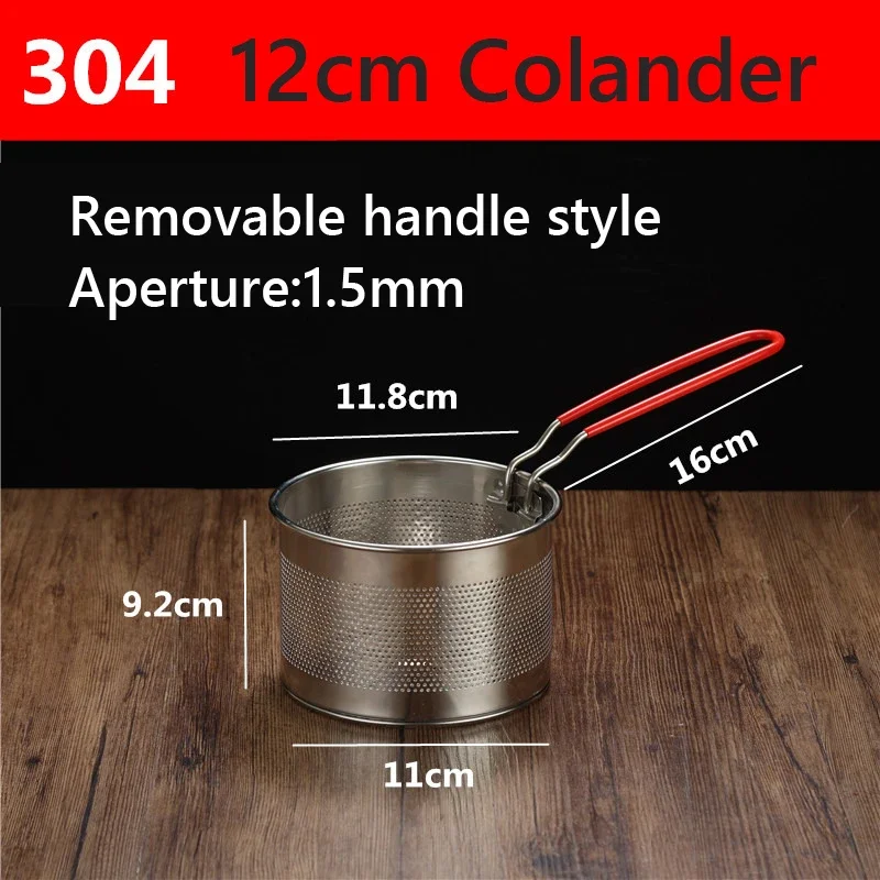 304 Rvs Koekenpan Gebakken Mand Koekenpan Filter Voedsel Vergiet Olielek Cacao Zeef Mesh Noodle Dumplings Zeef: Rood