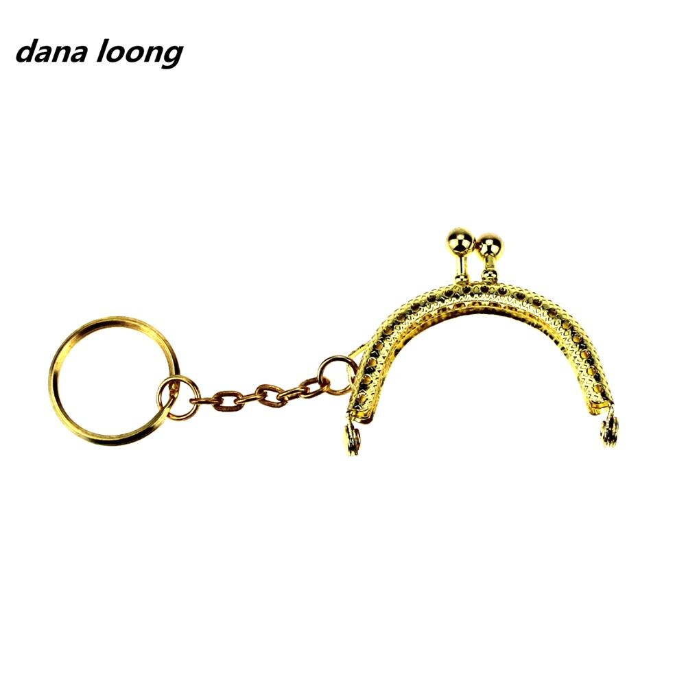 1 Stuk 5 Cm Half Ronde Metalen Portemonnee Frame Kus Sluiting Lock Met Sleutelhanger Tas Onderdelen Accessoires: Golden