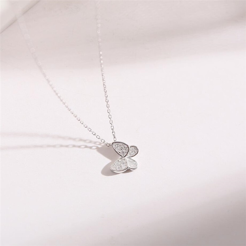 Zool Geheugen Zirkoon Vlinder Delicate Art Cool Zoete 925 Sterling Zilveren Sleutelbeen Ketting Vrouwelijke Ketting SNE451