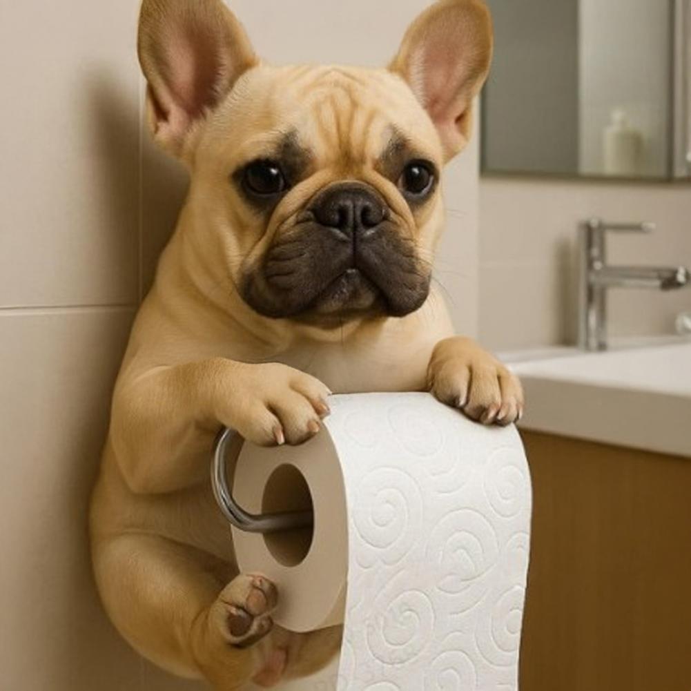 Wall Mount Toilet Paper Holder Dog Shape Funny 3D Printed Towel Holder Paper Rack Bathroom Dog Sculpture Paper Holder