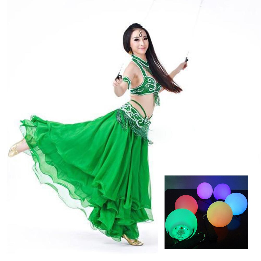 Danza del vientre bolas RGB brillo LED POI tirado bolas para danza del vientre accesorios para las manos puesta en escena accesorios 1 par/1Pc LED POI
