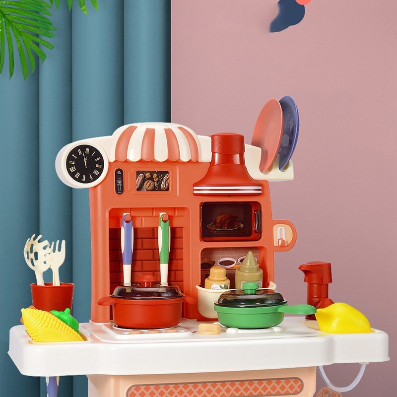 23Pcs Kinderen Speelhuis Keuken Speelgoed Set Geluid En Licht Geluidseffecten Kinderen Kok Rijst Kookgerei