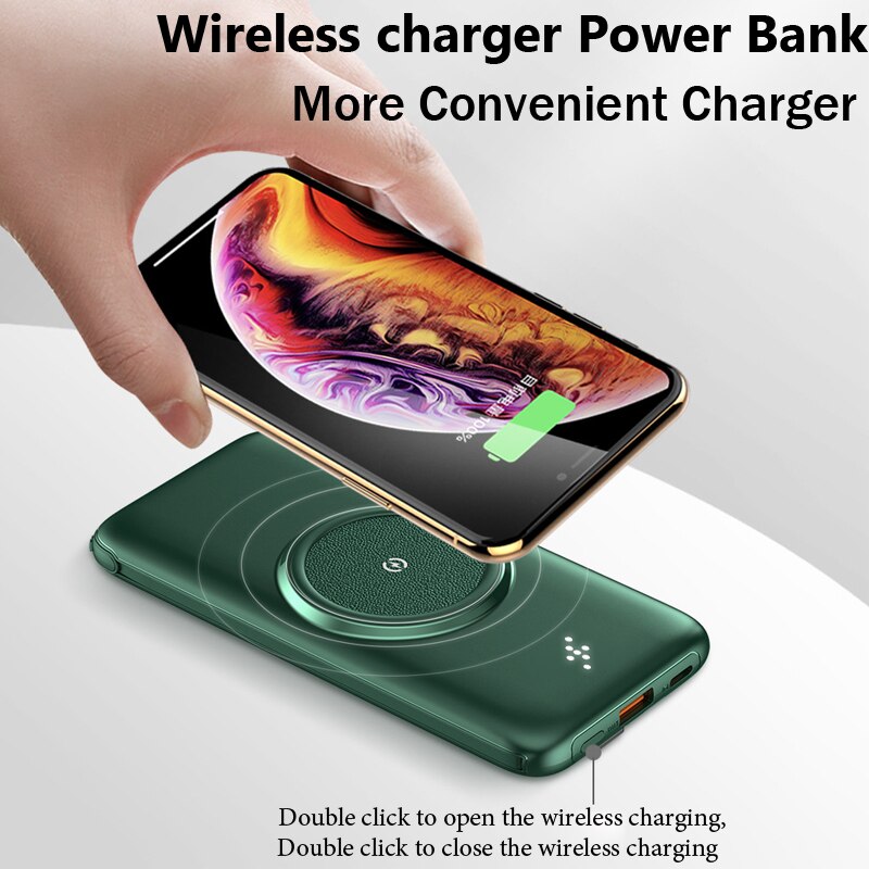 20000Mah Power Bank Voor Xiaomi Qi Draadloze Oplader Ingebouwde 4 Kabels Draagbare Powerbank Externe Batterij voor Iphone