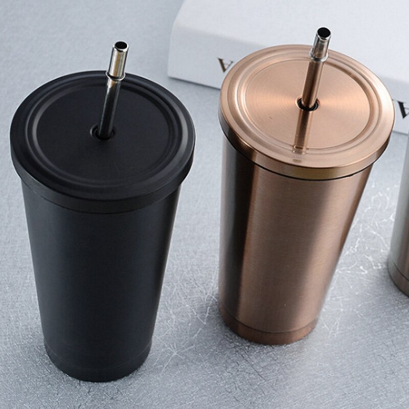 Kaffekrus i rustfrit stål termokrus med låg ølkrus til tekop vakuumkolbe metalkop rejsekopper(gyldne)