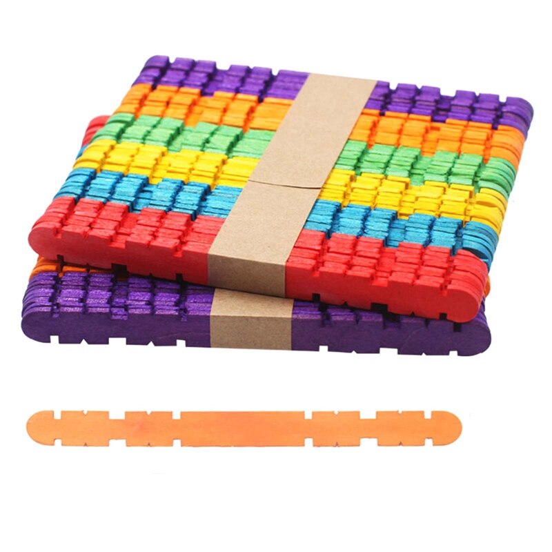 50Pcs/Set Popsicle Sticks Natural Wooden Pop Popsicle Sticks Wood Craft Ice Cream Sticks Popsicl Accesorios: KN14455H04
