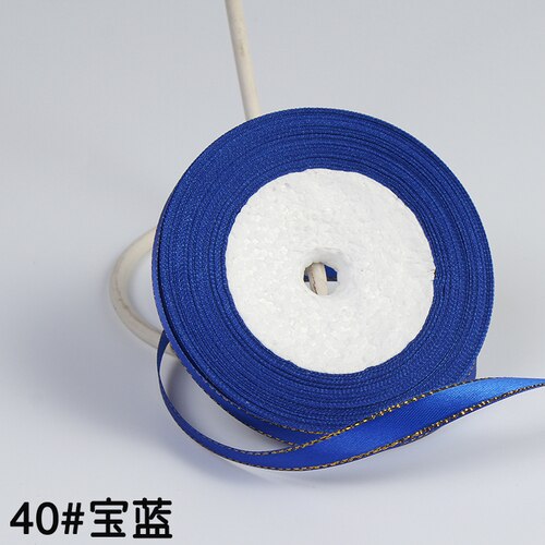 Rouleau de 22 mètres/rouleau, 1cm de largeur, bleu lac, Champagne, bord or, ruban, boîte pour gâteau de mariage, accessoires pour cheveux, emballage floral à faire soi-même: royal blue