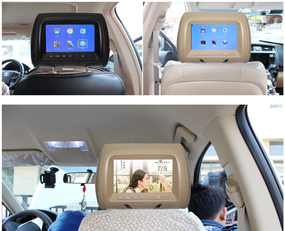 Universal 7 "nakkestøtte monitor bil bil  mp4 mp5 afspiller bag nakkestøtte hd digital skærm display bil nakkestøtte dvd afspiller