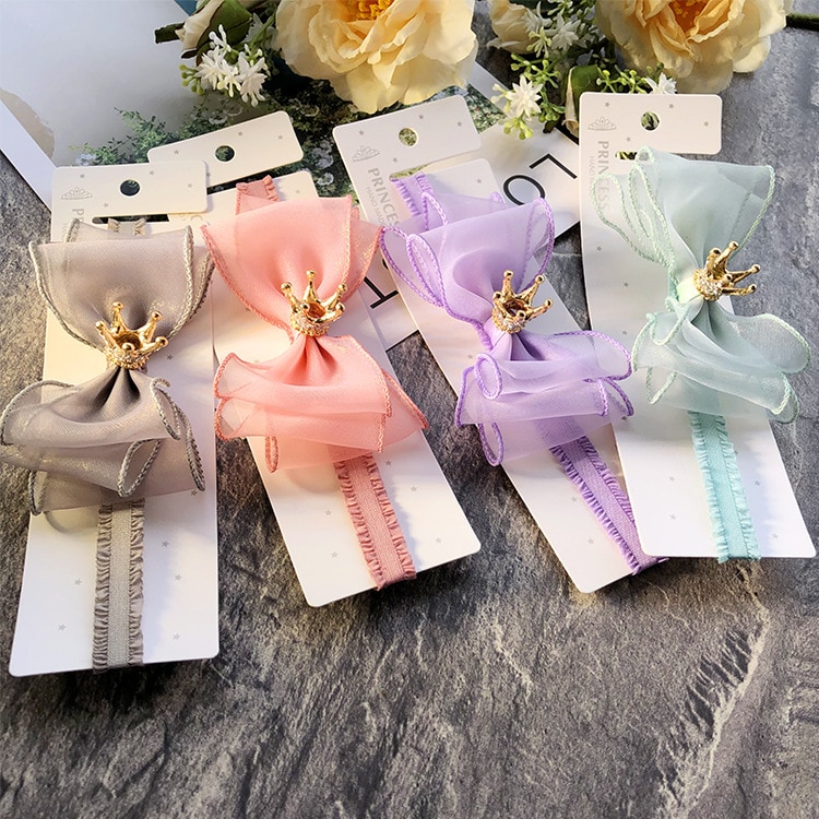 Bebê meninas bowknot coroa bandana laço elástico princesa faixa de cabelo moda novo estilo crianças acessórios para o cabelo