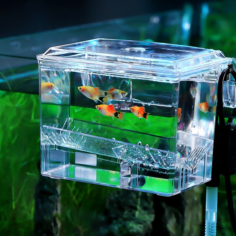 Aquarium Breeding Hatchery House Clear Fish Tank Incubator Aquarium Transparent Breeder Isolation Hanging Box Water Pump