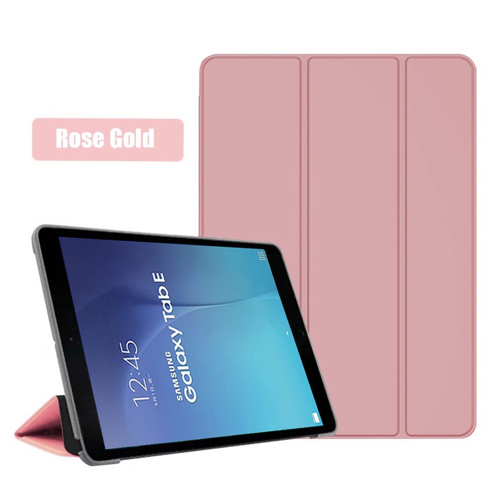 Case for Samsung Galaxy Tab E 9.6 T560 T561 SM-T560 SM-T561 Tablet Funda Slim Stand PU Leather Cover for Samsung Tab E 9.6 Case: Rose Gold