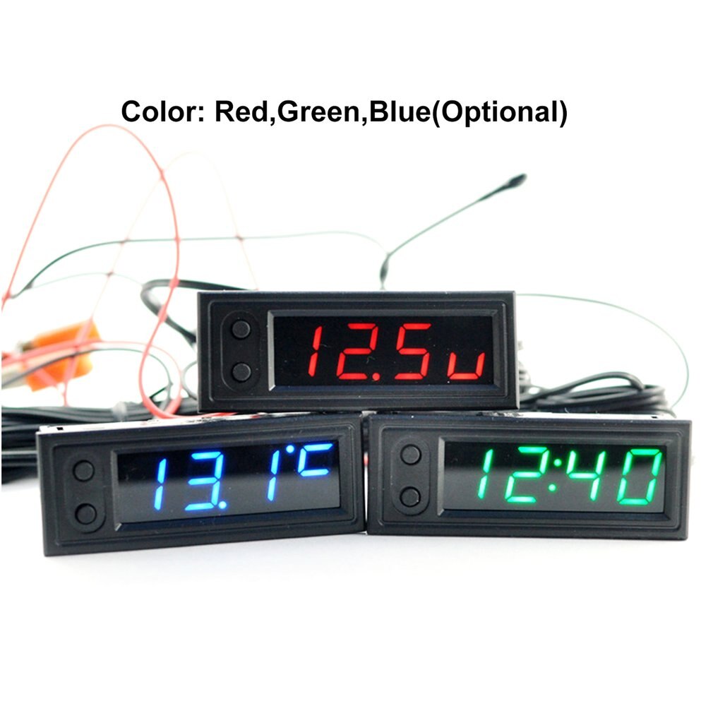 3-In-1 Auto Voertuig Klok Digitale Buis Led Voltmeter Thermometer Tijd Automobiel Tafel Klokken Dial elektronische Klok