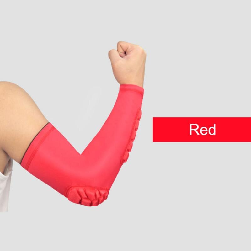 1Pcs Quick Dry UV Protectin Running Elbow Support Arm Warmers Fitness Elbow Pad Cycling Arm Sleeves: red / L