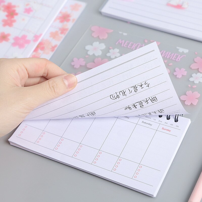 A6 Weekly Planner Notebook School Supplies Office Portable Agenda cherry Organizer Schedule Diary Monthly Stationary