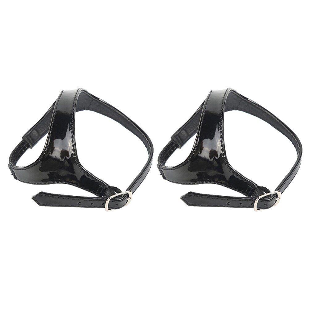 1 par justerbara skor remmar pu läder anti lösa kvinnor höga klackar skosnören accessoarer-wt: Spegel svart
