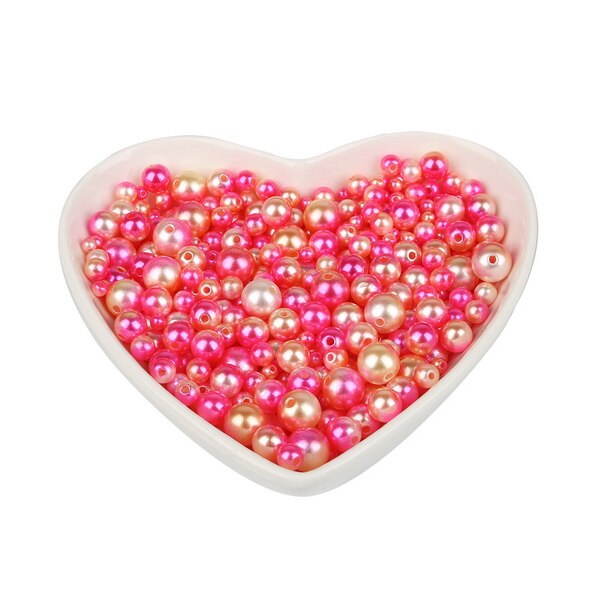 4/6/8/10mm Brann størrelse blanding 350 stk, rosa regnbue farge perle imitasjon abs løse perler til plagg klær halskjede tilbehør: Stil 07
