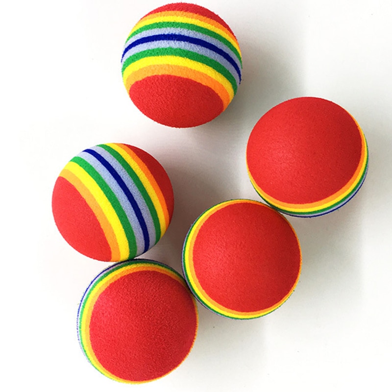 2 pièces arc-en-ciel chat jouet balle mousse balle interactif chat jouets jouer mâcher hochet Scratch EVA balle formation fournitures pour animaux de compagnie