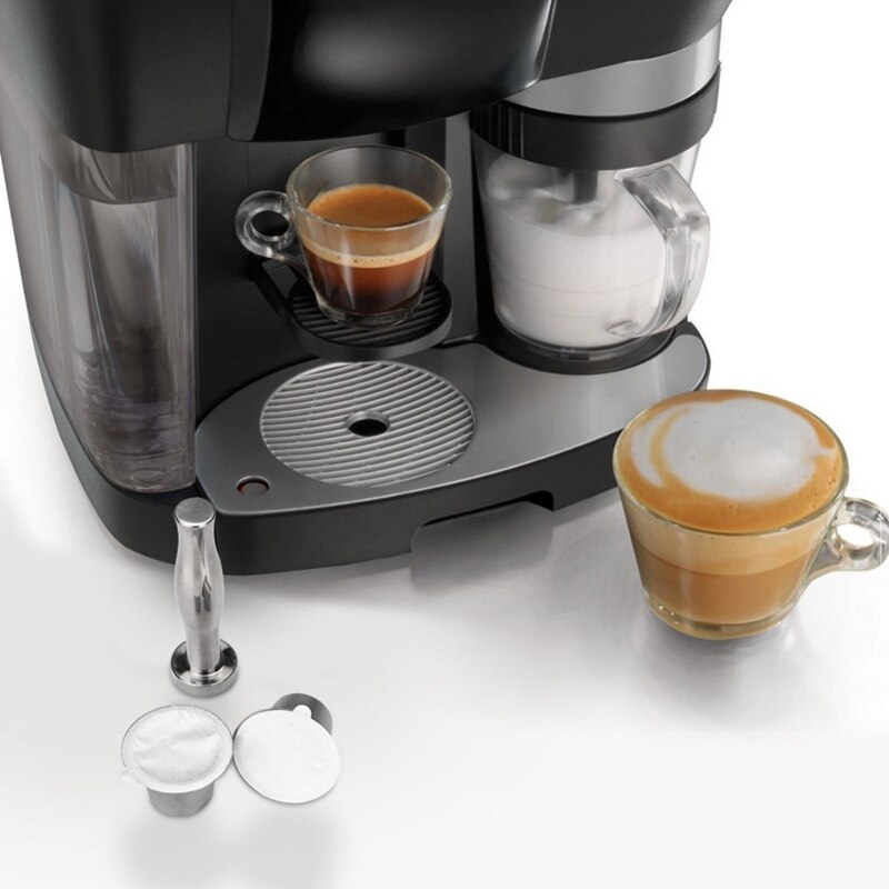 Stainless Steel Metal Reusable for Nespresso Capsule with Press Coffee Grinds Stainless Tamper Coffee Pod for Nespresso Machine