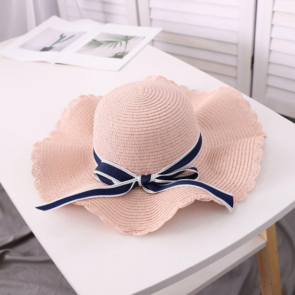 Chapeaux de soleil pour les femmes chapeau d'été chapeau de paille visière décontracté large bord disquette pliable solide été soleil plage chapeau T424: Pink