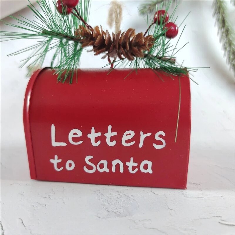 Christmas Iron Mailbox Christmas Decoration For Home Red Mailbox Hanging Ornament Letters To Santa Claus