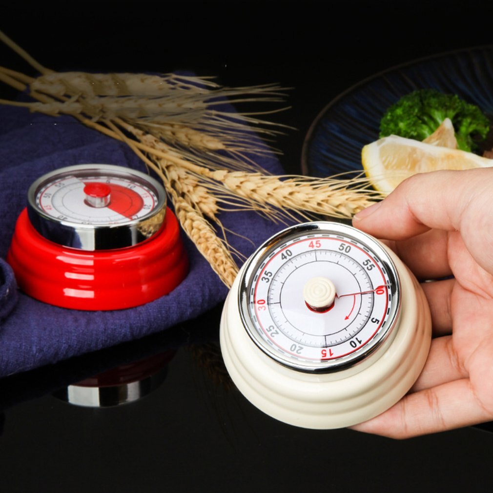 Kitchen Timer Countdown Magnetic Long Ring Bell Alarm Mechanical 60-Minute Timer for Study Cooking Baking Sports