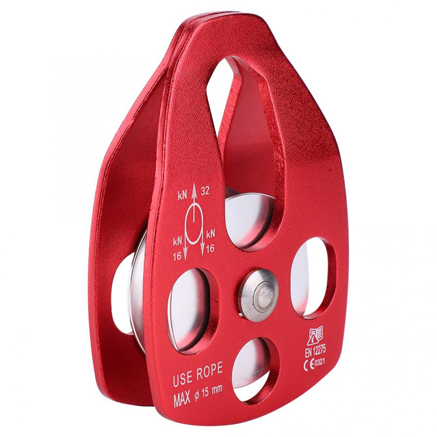 30KN Rock Climbing Rescue Pulley Fast Speed Pulley Side Plate Climbing Single Sheave Pulley Climbing Hammock Hanging Device