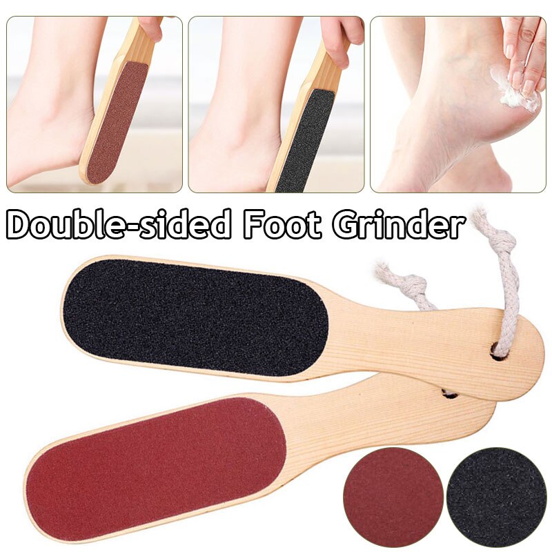Voet File Voetrasp Dubbele Kanten Dode Huid Bestand Eelt Remover Pedicure Gereedschap Houten Handvat Voetverzorging Schuurpapier Exfoliator