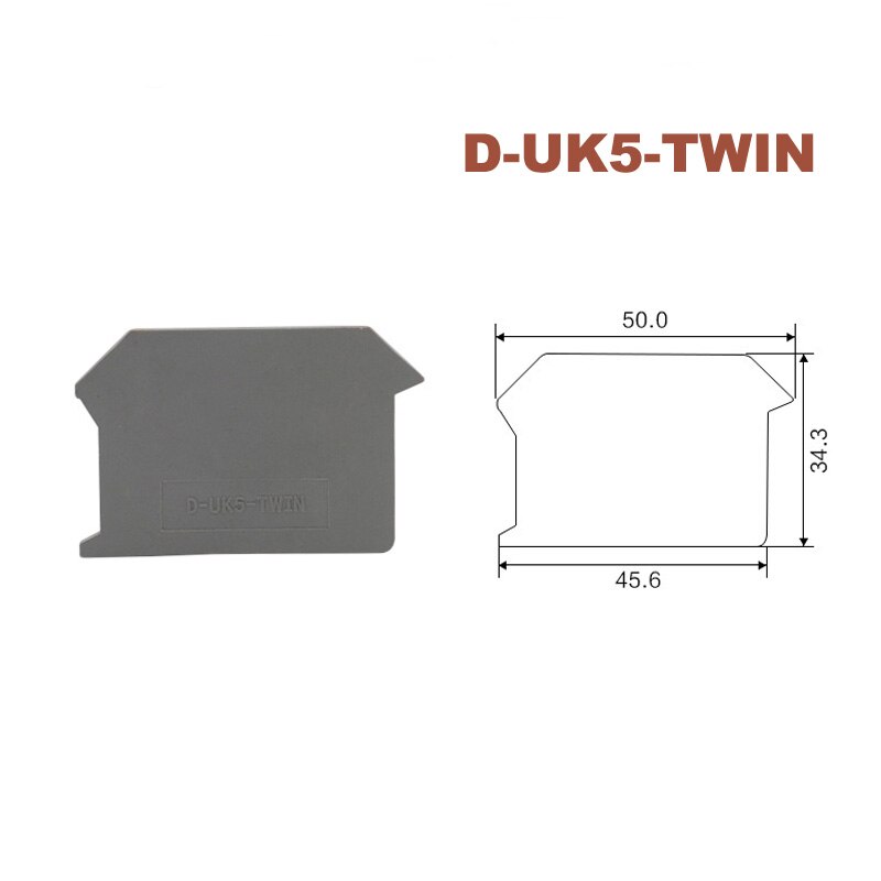 5Pcs D-UK5-TWIN Terminals End Plate Afdichting Baffle Dubbele Inlaat En Uitlaat Din Rail Schroef Terminal Blok UK5-TWIN Separator Cap