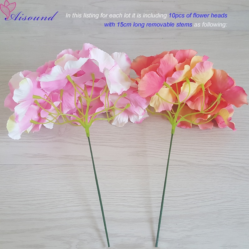 10 Stuks 20Cm Grote Zijden Hortensia Bloem Stem Bloemen Tak Voor Bruiloft Decoratie Diy Bloemen Muur Levert