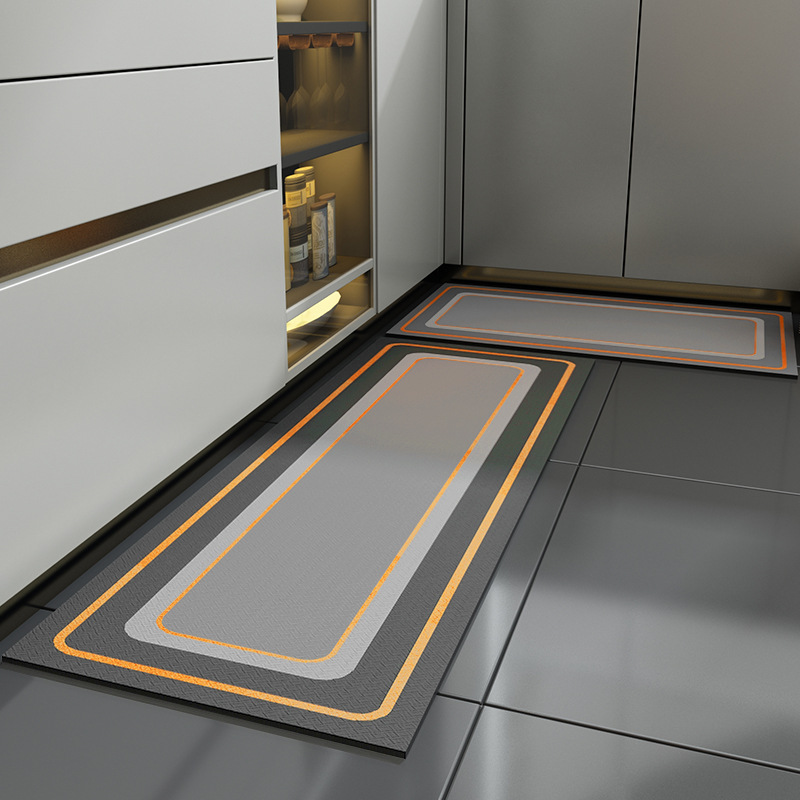 Eovna PVC Kitchen Mat Oilproof Kitchen Carpet Anti Slip Floor Mat for Living Room Bedroom Hallway Grey Doormat: 2 / 45x120cm(1pcs)