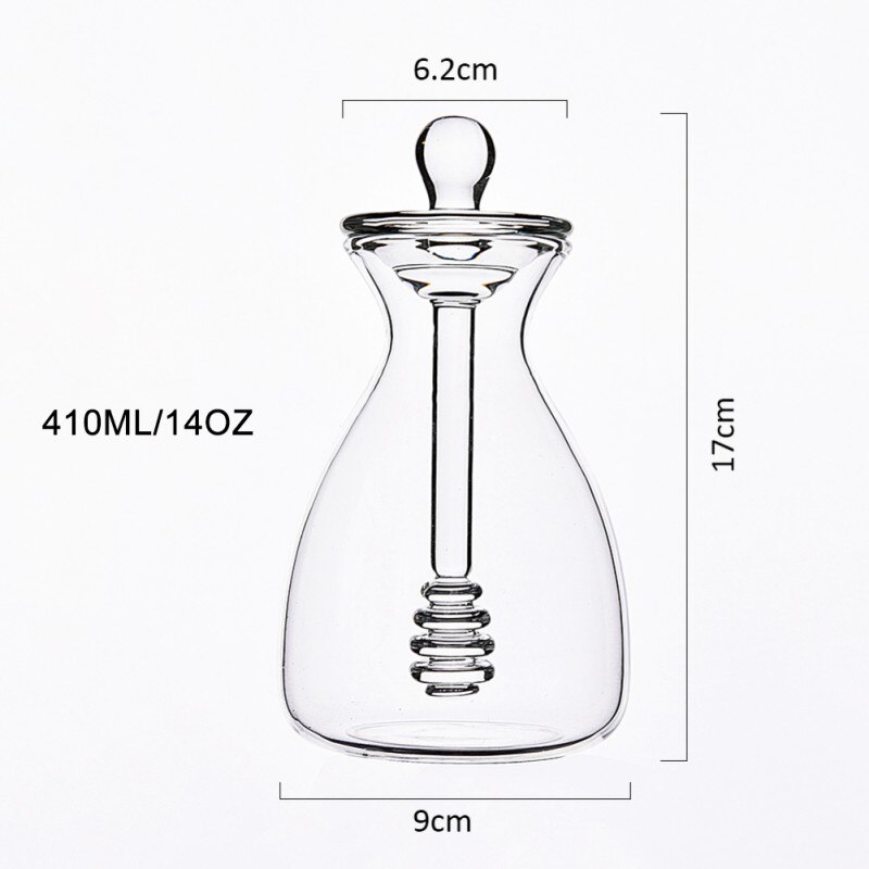 11oz/14oz Handmade Honey Jar With Dipper, Glass Made Honey Dipper And Honey Pot 4 Pack No Need to Use Spoons 11: C