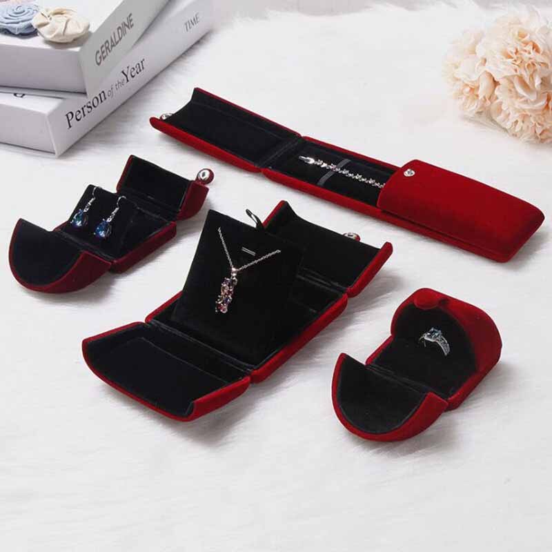 multi color High grade double open jewelry box Velvet Engagement Ring box Wedding Ring&necklace&Earring Boxes