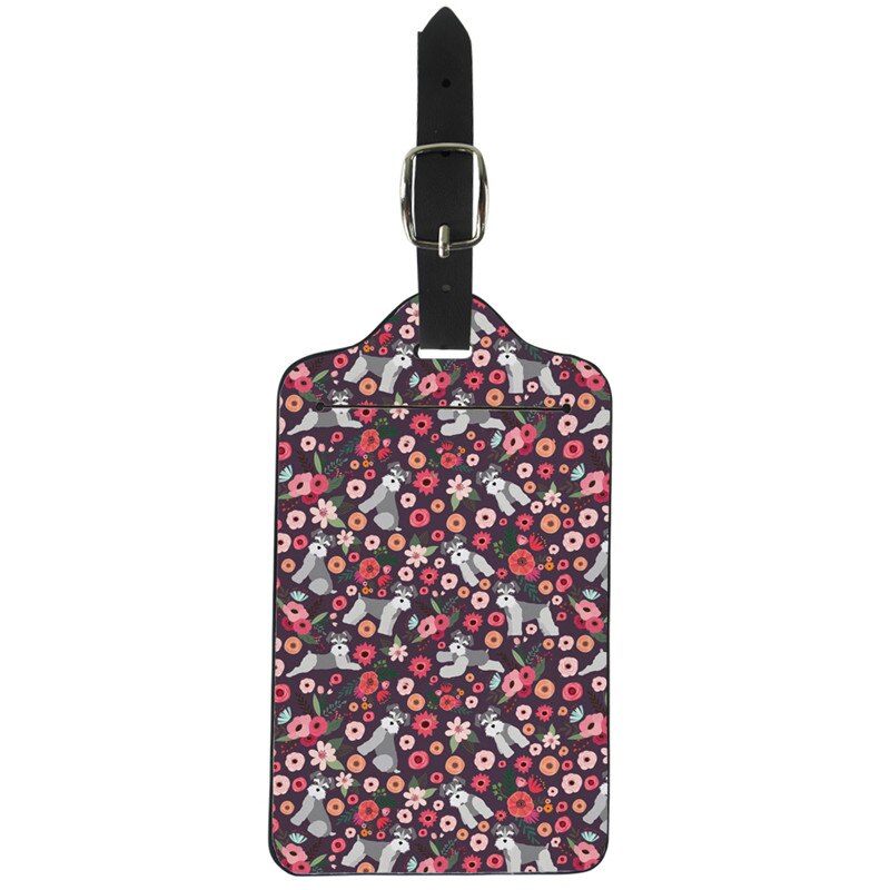 Forudesigns schnauzer hund trykt rejse bagage etiket stropper kuffert navn id adresse tags pu bagage tags rejsetilbehør: Z2467 z 24