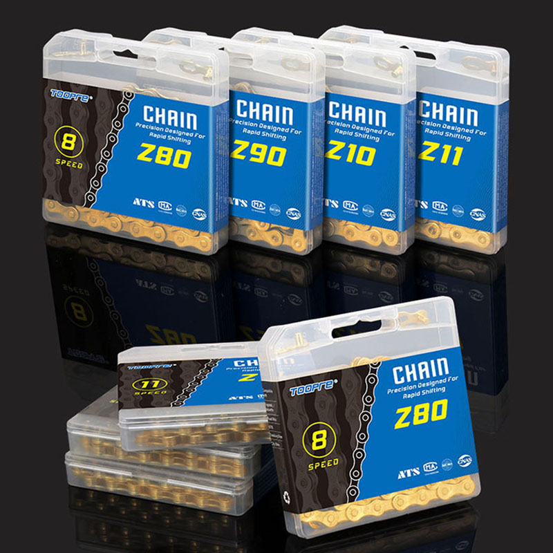 TOOPRE Catena per bicicletta 6 7 8 9 10 11 12 velocità MTB Bici da strada in acciaio al carbonio a velocità variabile catena dorata placcatura completa antiruggine 116L