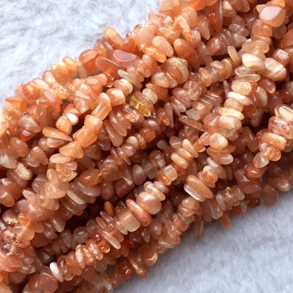 Natural Genuine Orange Gold Sanidine Sunstone Nugget Chip Loose Beads Fit Jewelry 3x8mm 15"