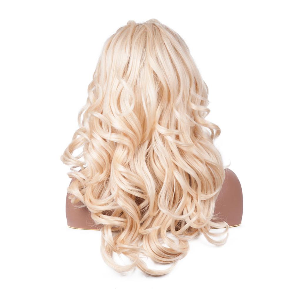 Ombre Light Brown Color Lace Front Synthetic Wigs With Baby Hair JINGFA Long Natural Wave Wigs: #613