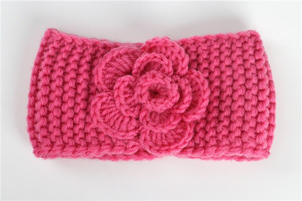 Nouvelle doux bébé hiver garder au fleur tricot laine infantile enfants fille bandeau phtographie accessoires bébé cheveux accessoires: Peach powder