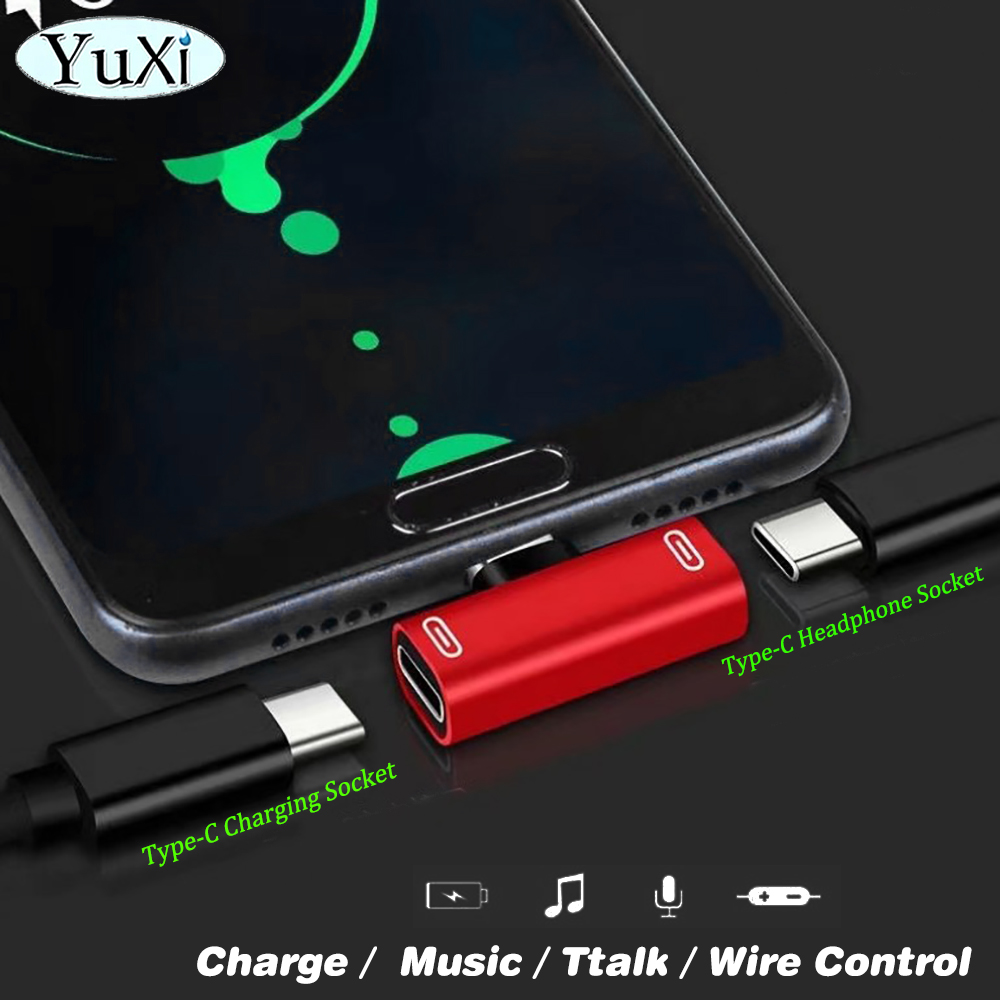 1Pc Usb C Splitter Type C Mannelijk Naar Dual Type C Vrouwelijke Koptelefoon Opladen Adapter Converter Voor Huawei Samsung Telefoon Adapter