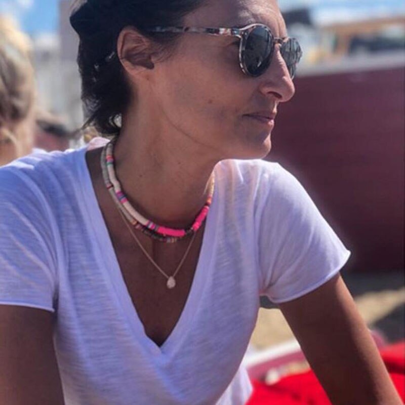 Collar de arcilla polimérica para mujer, gargantilla de cerámica suave, surfista de colores, hecho a mano, joyería