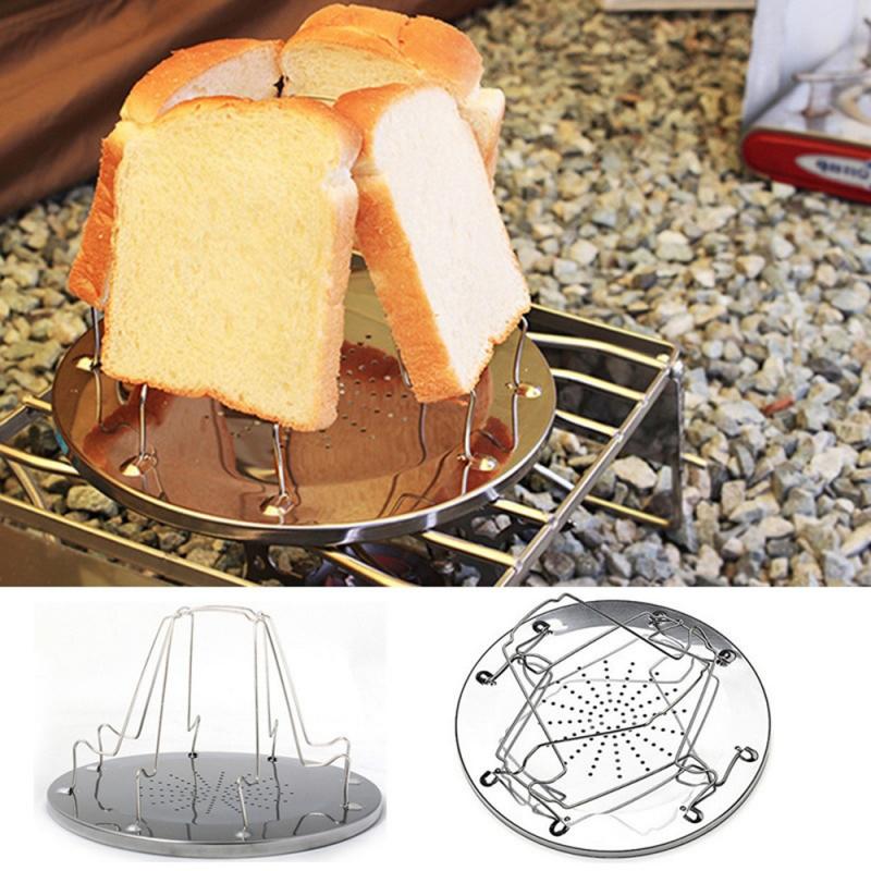 4 Slice Camping Bread Toast Tray Stainless Steel Folding Toaster Bread Toast Toaster Rack