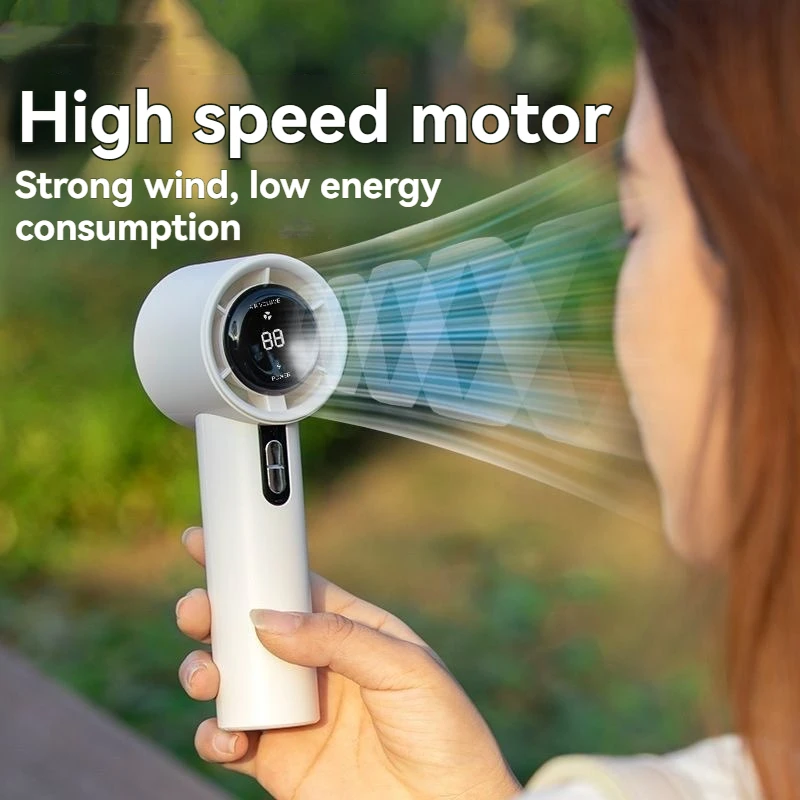 Neuer tragbarer Hochgeschwindigkeitsventilator, USB-Aufladung, Mini, tragbar, 100 Geschwindigkeiten, Turbo, heftig, kleiner, leistungsstarker Außenventilator, 3000 mAh Akku